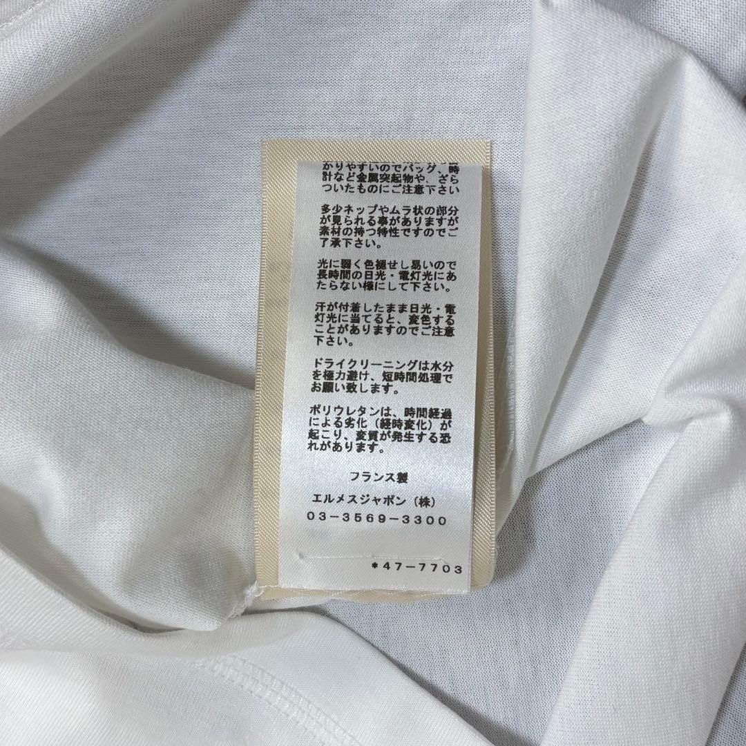 6251【未使用級・タグ付き】エルメス☆H刺繍ポケットTシャツ ホワイト 36