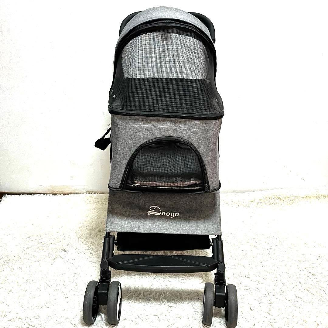Doogo ペットカート 黒 メッシュカバー付き 小型犬 中型犬