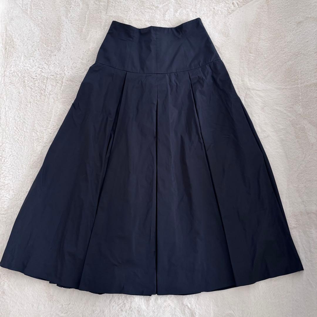 IENA LA BOUCLE ポリエステルタフタボリュームスカート　38ネイビー