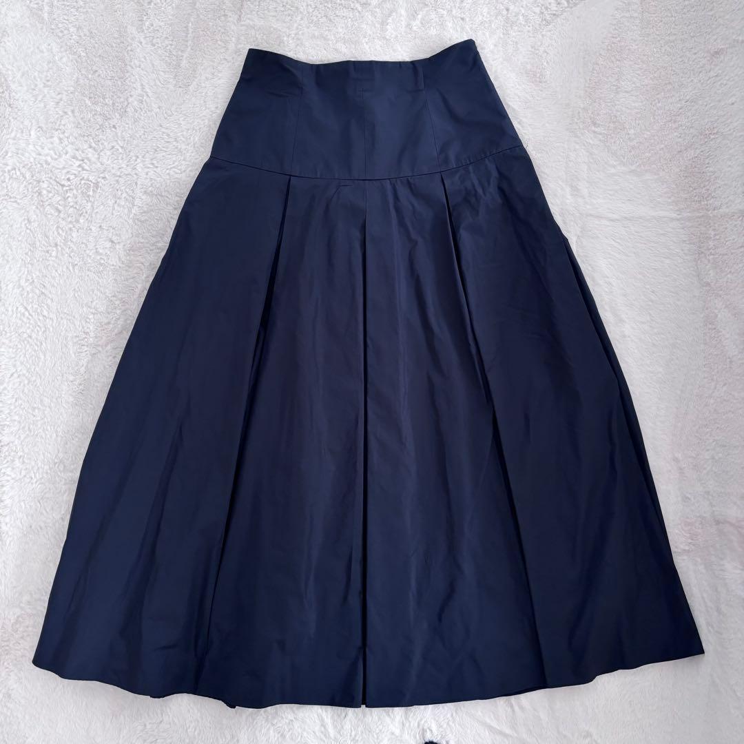 IENA LA BOUCLE ポリエステルタフタボリュームスカート　38ネイビー