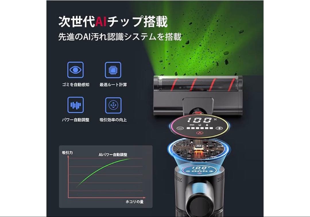 コードレス掃除機 スティッククリーナー 軽量 本体 AIチップ搭載