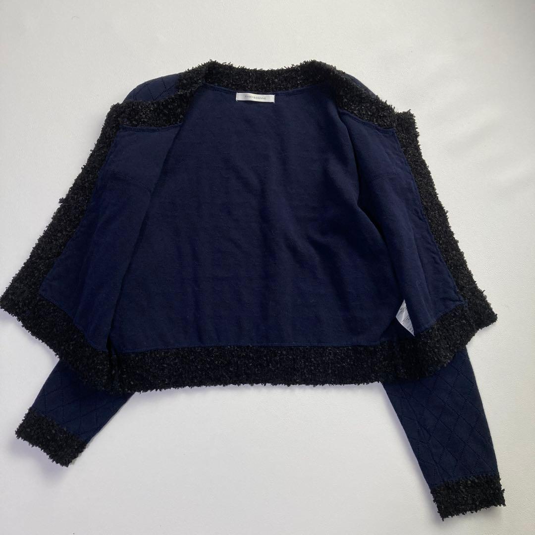 極美品 ピンキーアンドダイアン 24AW ラメツイードニット ネイビー 38