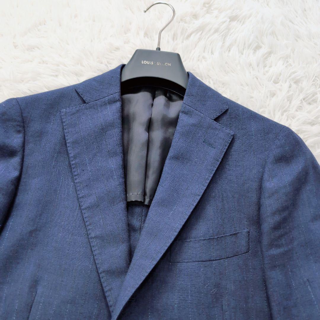 【未使用級】ISETAN MEN’S　上質　リネンジャケット　M　ネイビー　麻