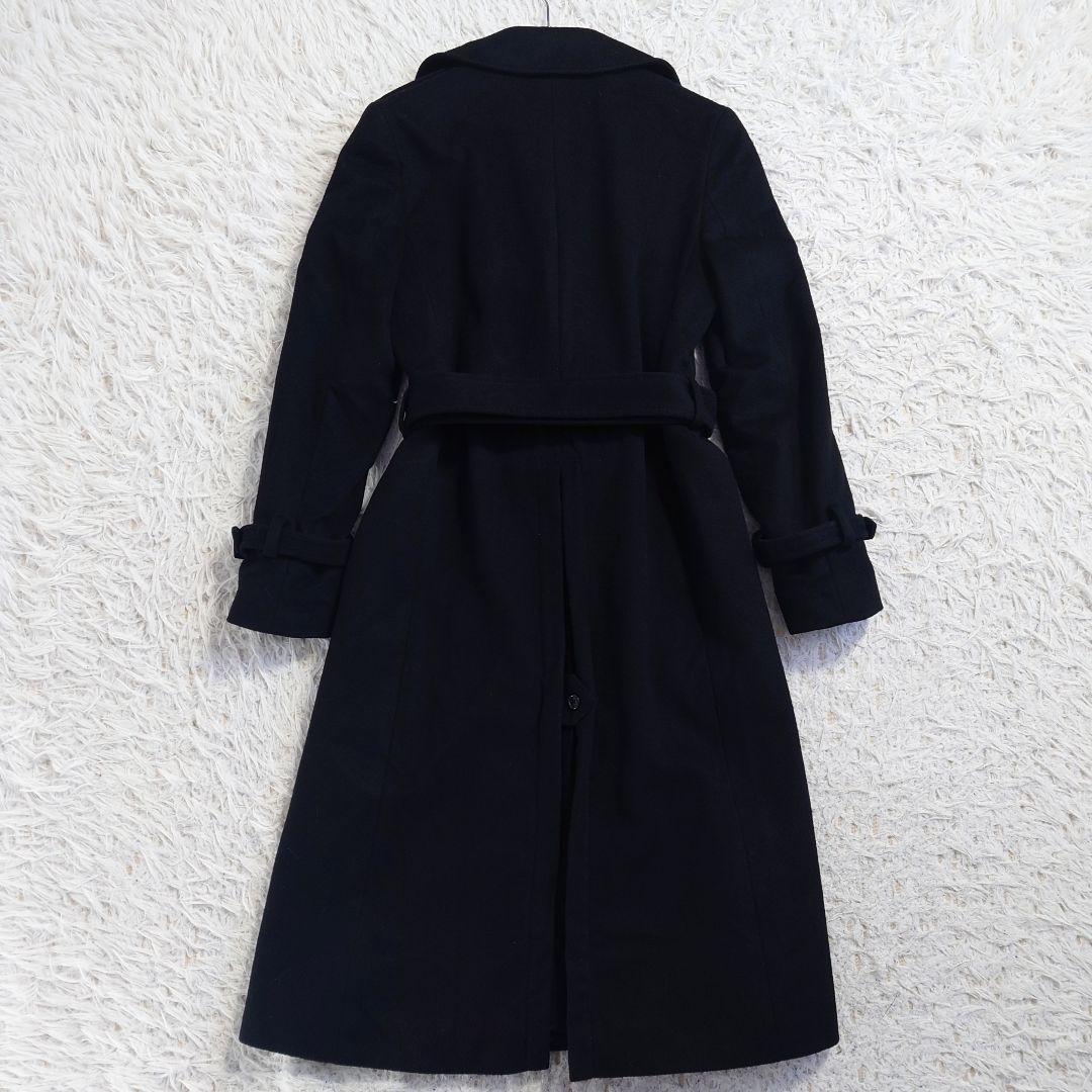 カシミヤ100%　イネド　ロングコート　ダブル　ベルト　Aライン　黒　9号　M