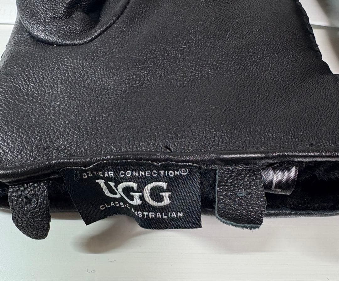 UGG ウッグ　ブラック レザーグローブ　裏ボア　L