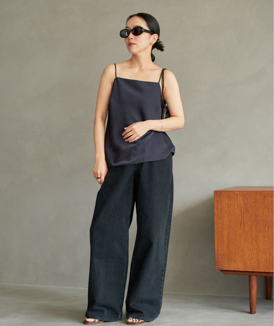 Plage dull satin キャミソール ネイビー