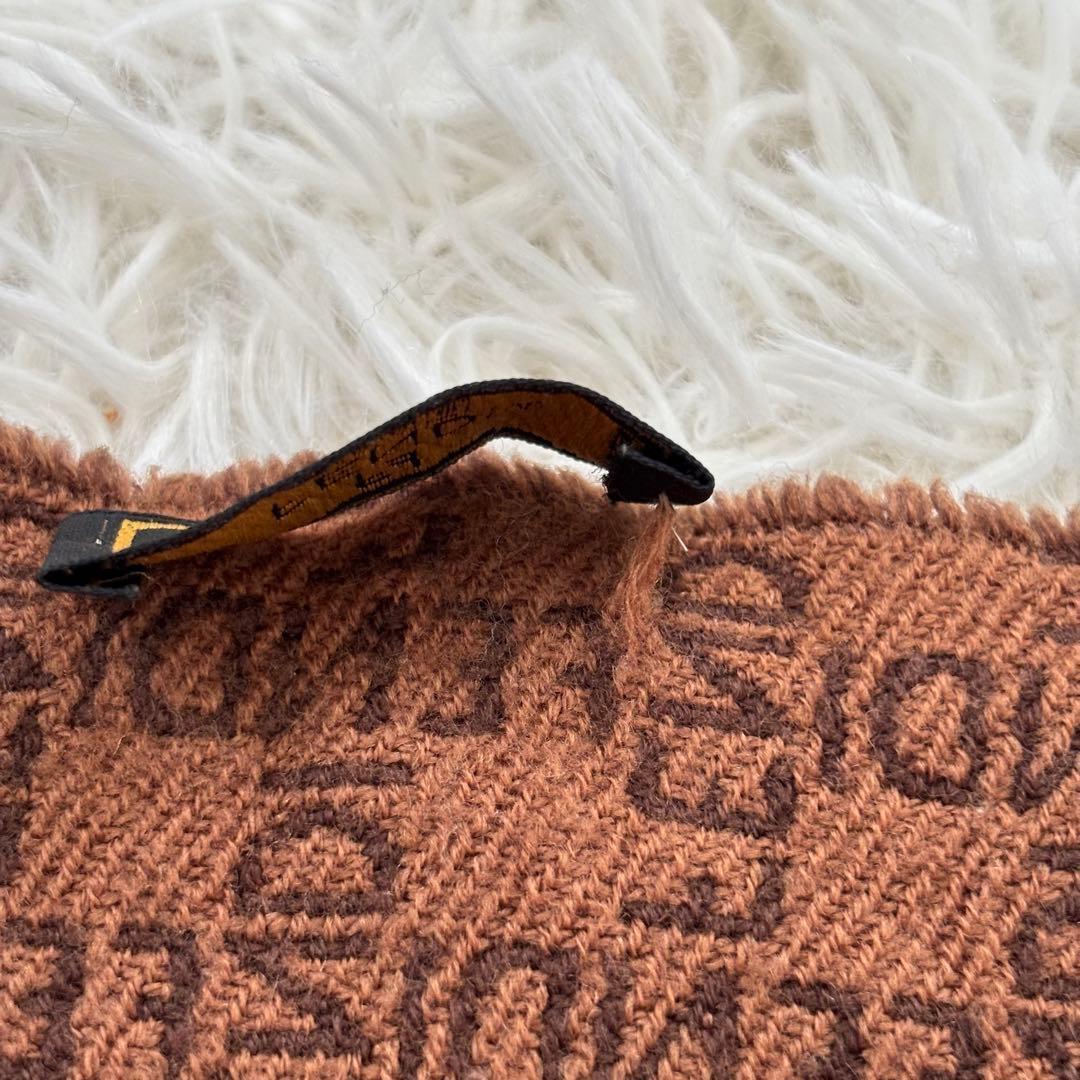 FENDI フェンディ リバーシブル ロゴ ウール マフラー 総柄 ブラウン
