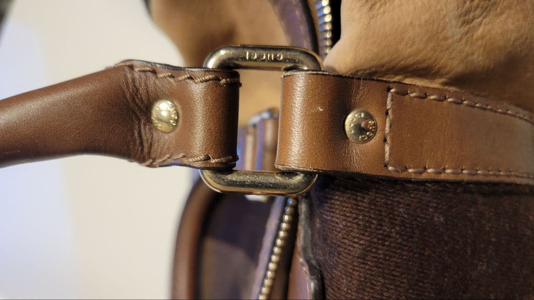 GUCCI グッチ ストライプデザイン ボストンバッグ スウェード レザー