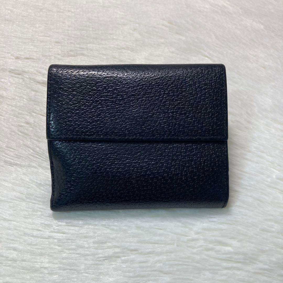 お買い得品　美品　GUCCI グッチ　二つ折り　財布　シルバー　金具　黒　レザー