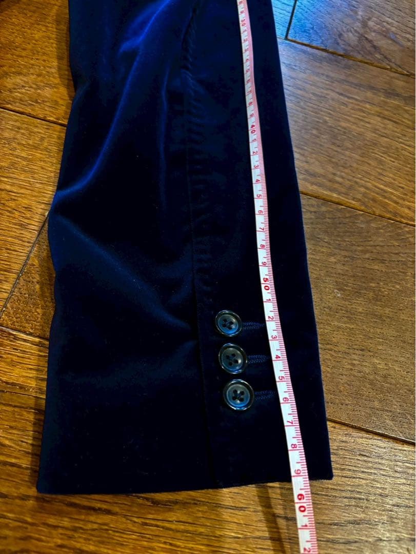 BEAMS 本切羽ネイビーベロアテーラードジャケット