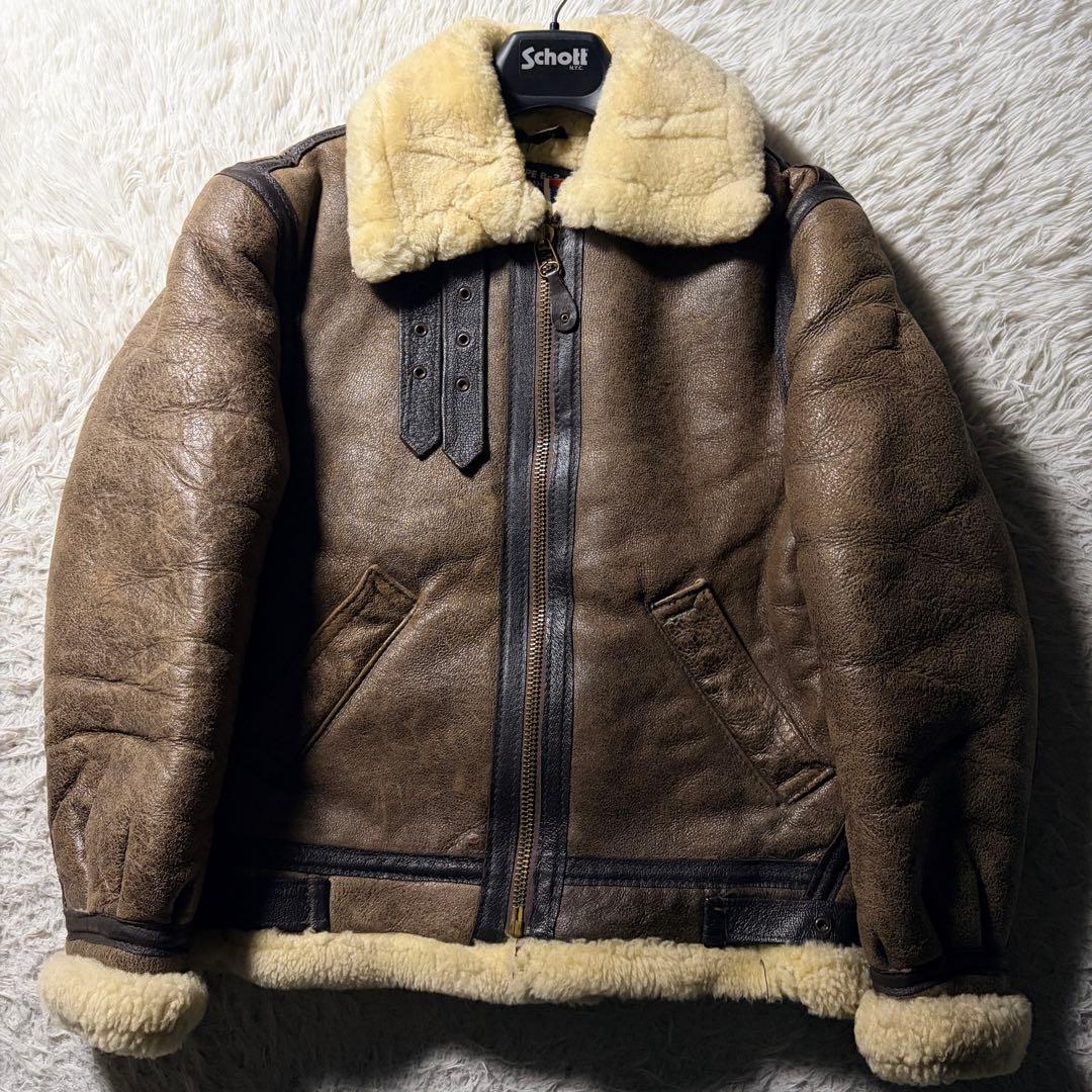 【米国製】schott フライトジャケット　B-3 羊革　ムートン　ボア　36
