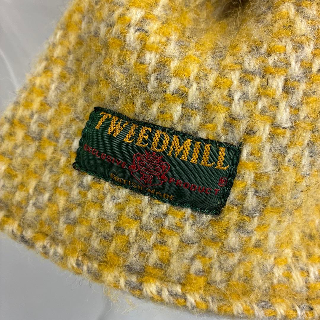 ブランド古着！イギリス製 TWEEDMILL イエロー×グレー ウール マフラー