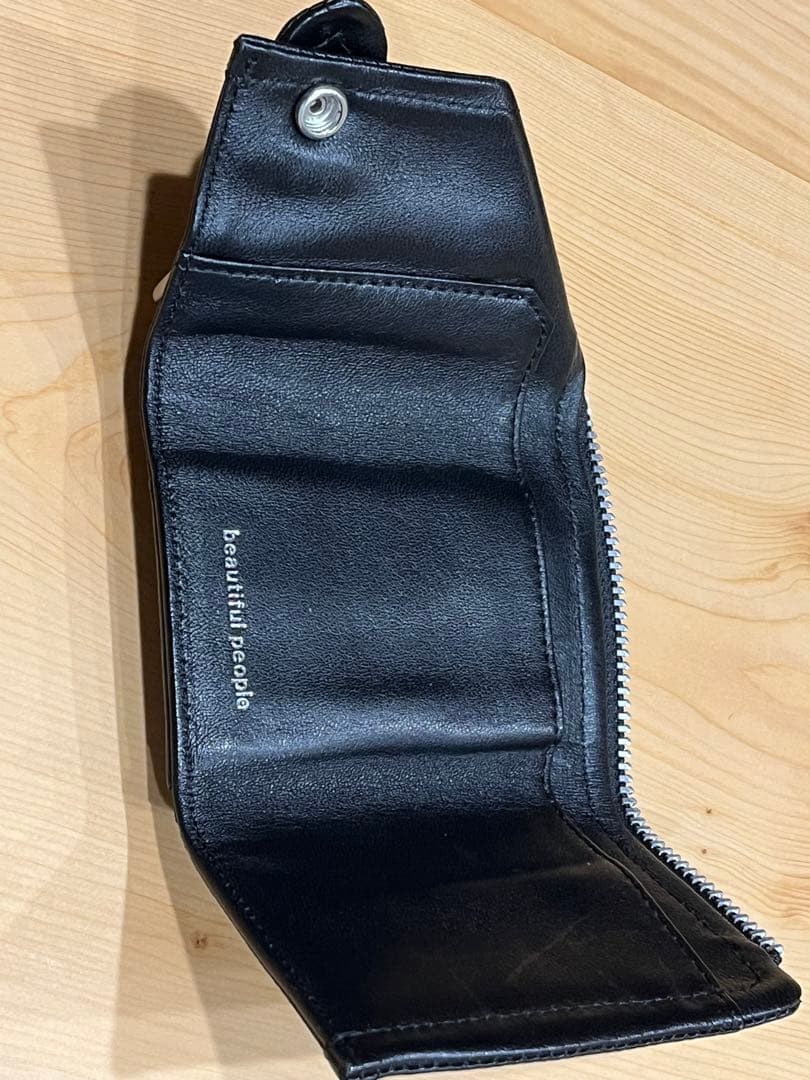 beautiful people ライダースウォレット 三つ折財布 レザー 黒