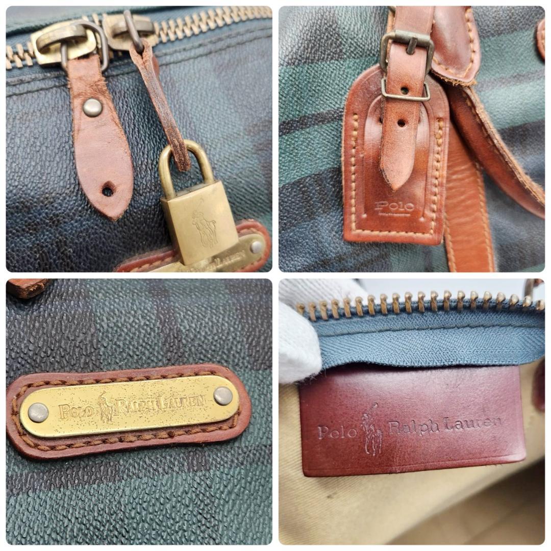 ラルフローレン ボストンバッグ チェック柄 2way ショルダー グリーン 旅行