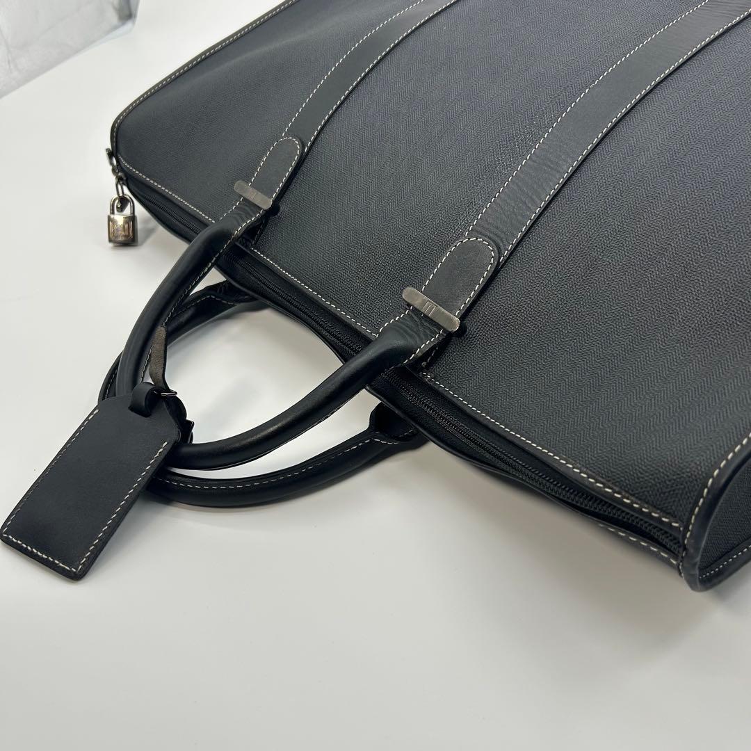 【極美品】dunhill ダンヒル ミニボストン PVC×レザー 黒 メンズ