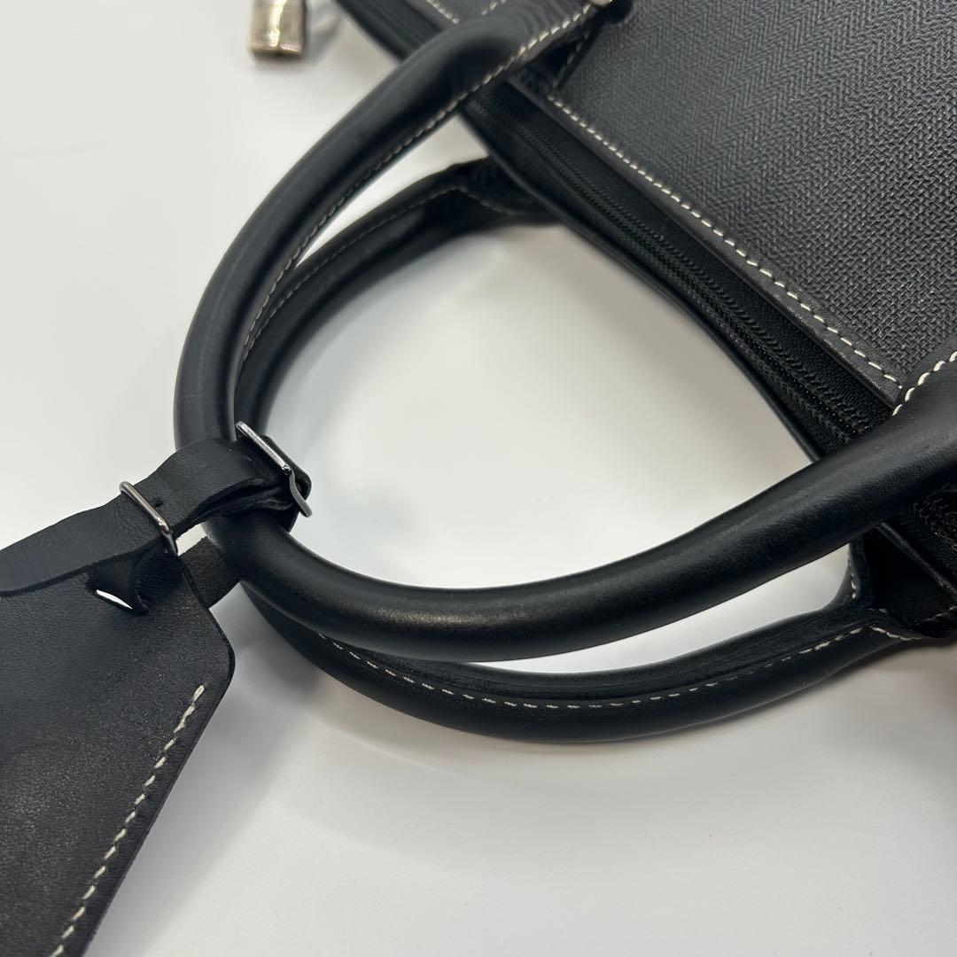 【極美品】dunhill ダンヒル ミニボストン PVC×レザー 黒 メンズ