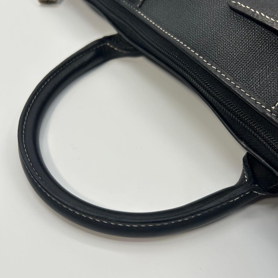 【極美品】dunhill ダンヒル ミニボストン PVC×レザー 黒 メンズ
