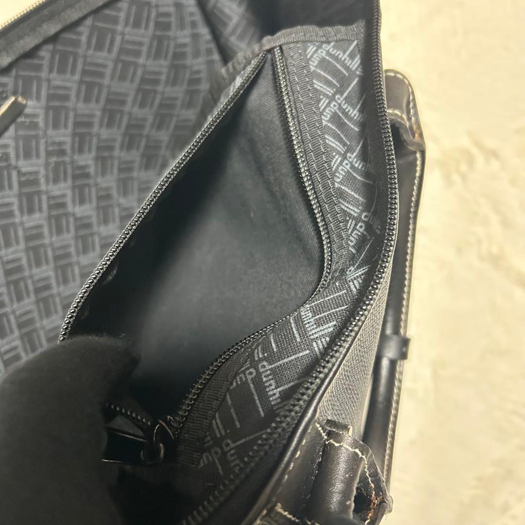 【極美品】dunhill ダンヒル ミニボストン PVC×レザー 黒 メンズ