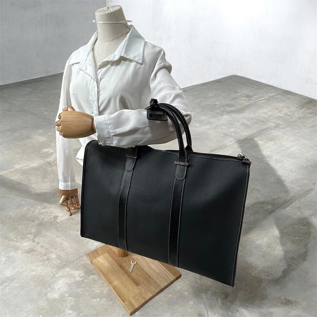 【極美品】dunhill ダンヒル ミニボストン PVC×レザー 黒 メンズ
