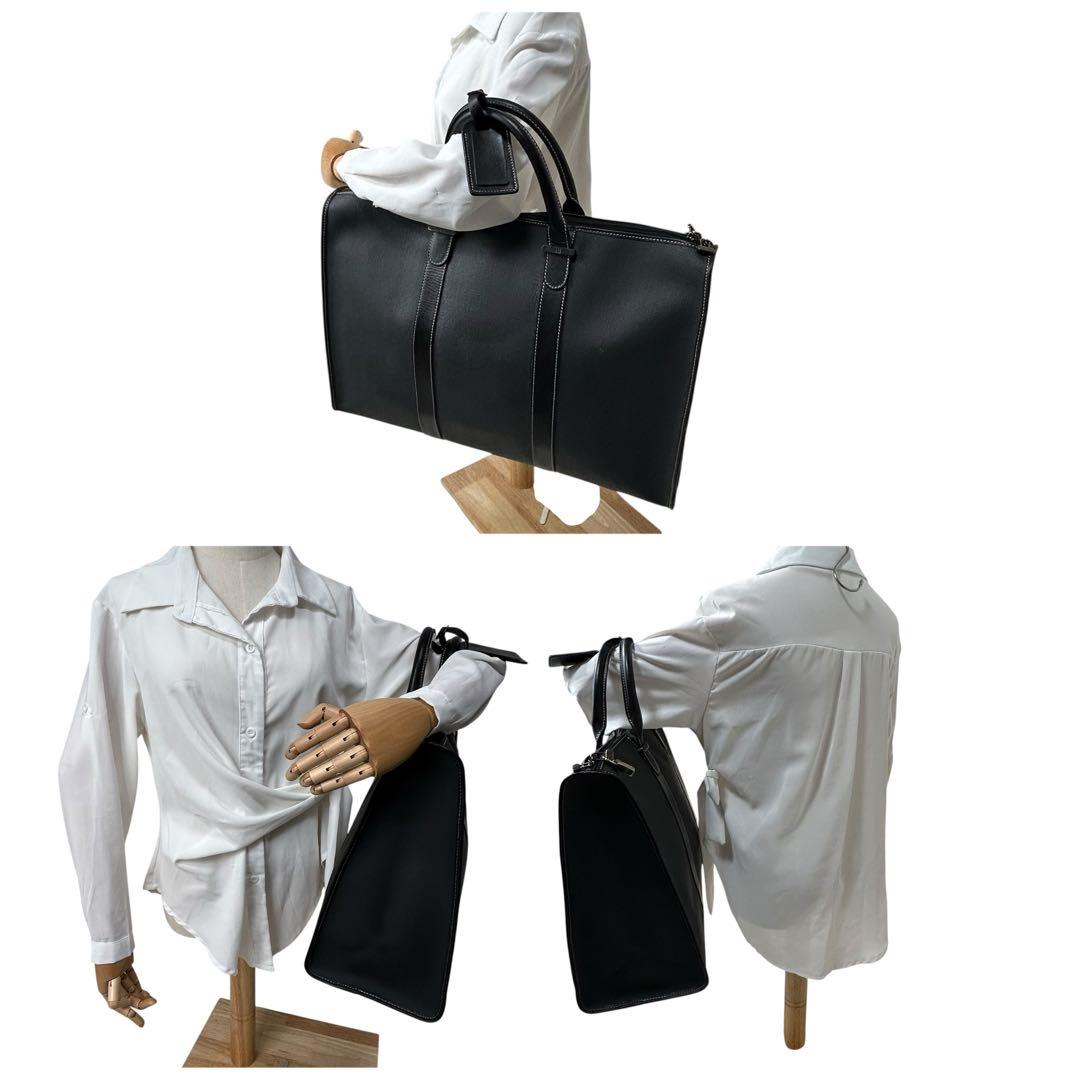 【極美品】dunhill ダンヒル ミニボストン PVC×レザー 黒 メンズ