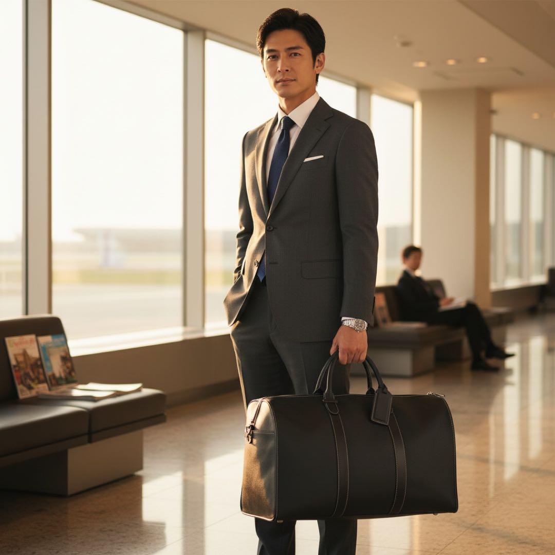 【極美品】dunhill ダンヒル ミニボストン PVC×レザー 黒 メンズ