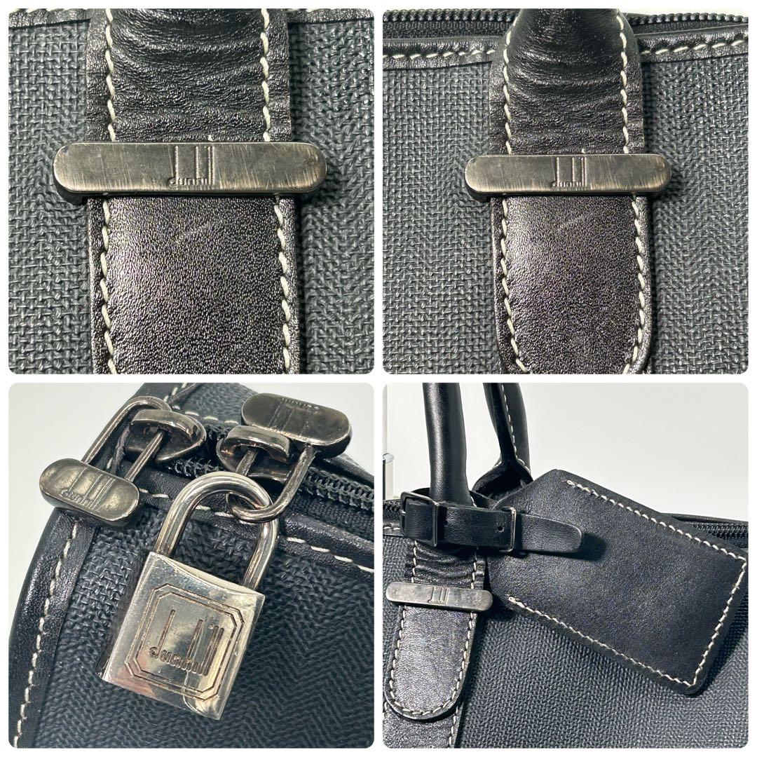 【極美品】dunhill ダンヒル ミニボストン PVC×レザー 黒 メンズ