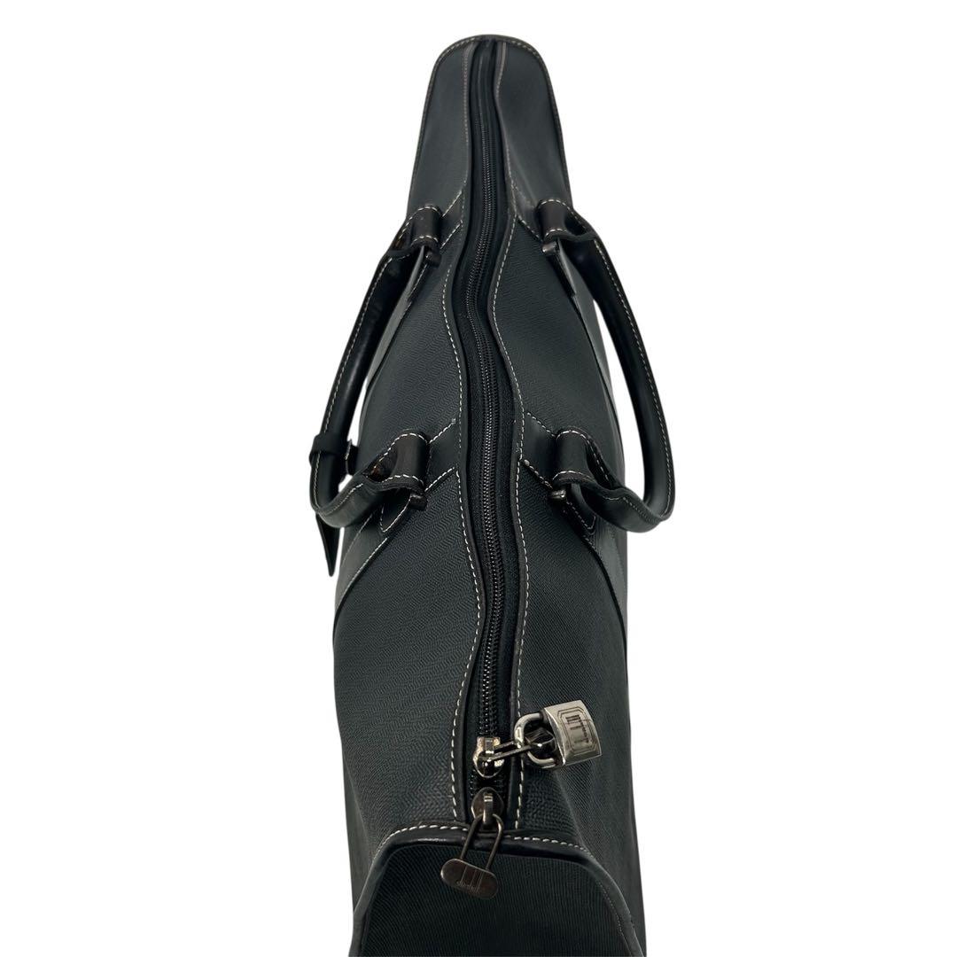 【極美品】dunhill ダンヒル ミニボストン PVC×レザー 黒 メンズ