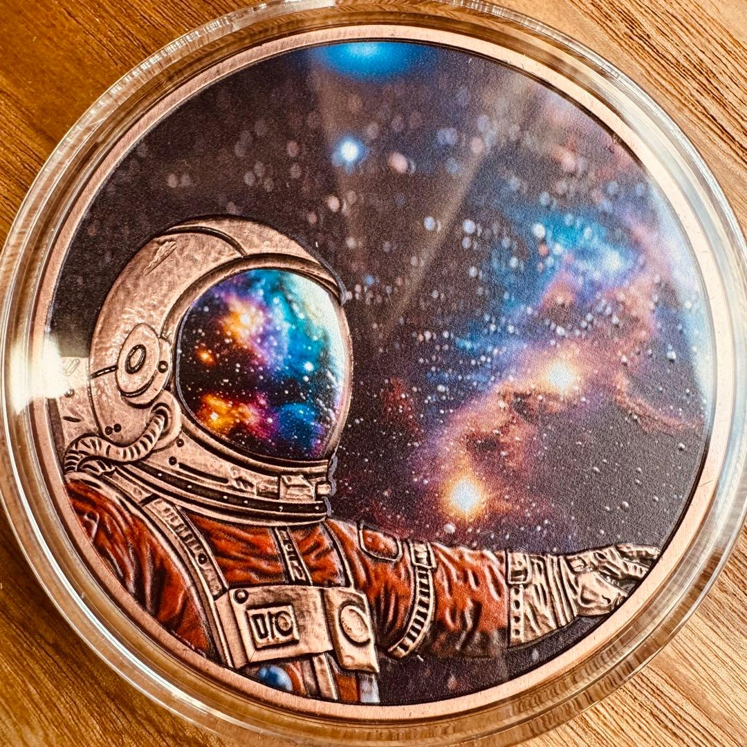 アンティーク　カラーアート純銅メダル　5オンス　スペースコマンダー