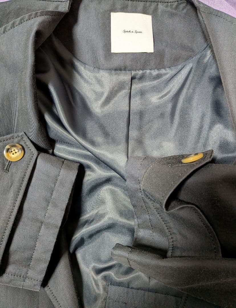 【Spick and Span 】C/Cu ノーカラートレンチコート　38