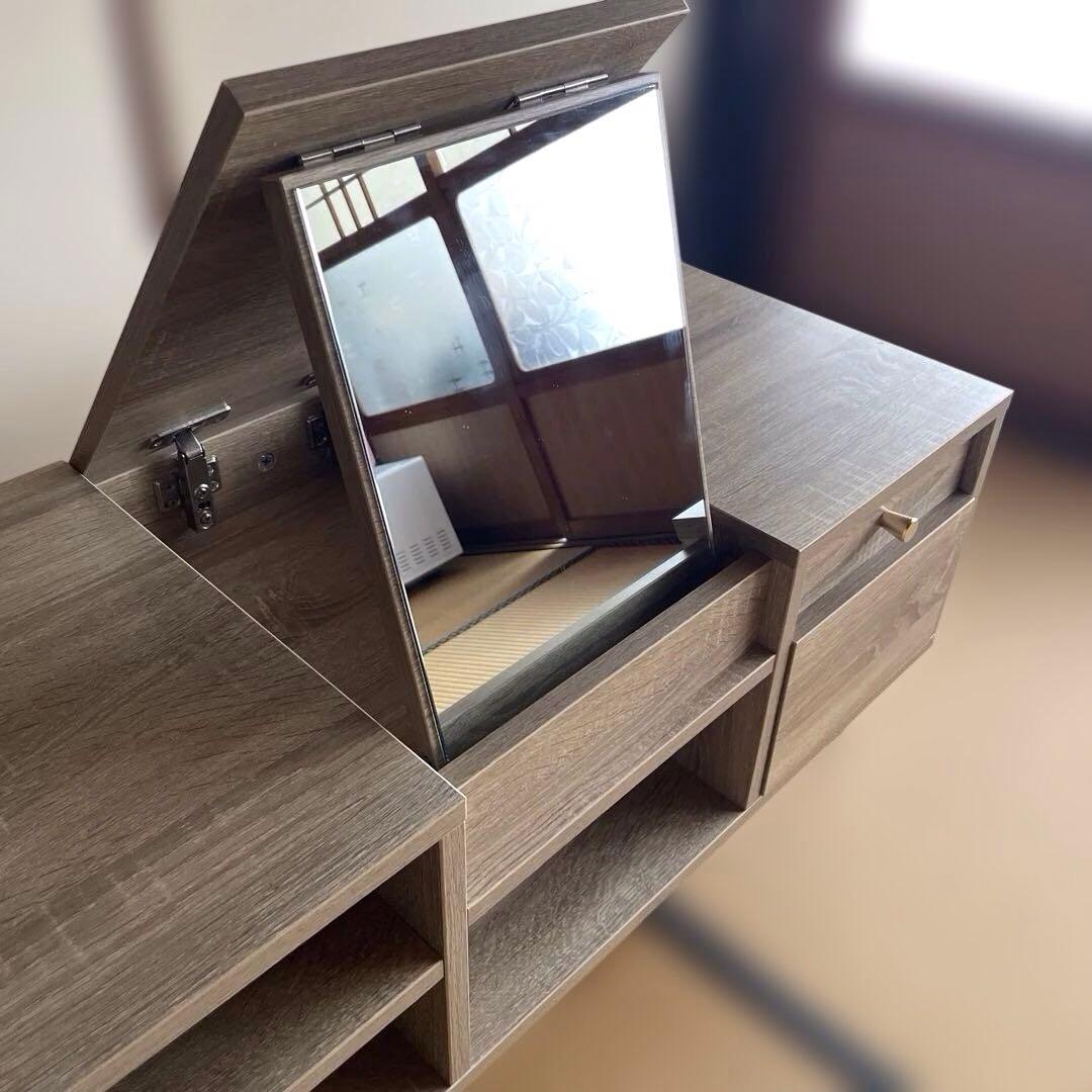 北欧風♡木製ドレッサーテーブル 可動式ミラー付 2way ナチュラル
