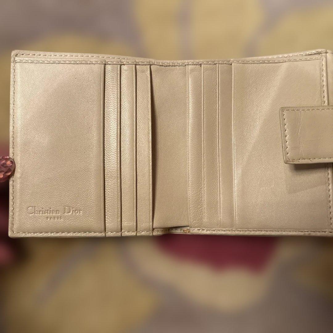 Dior 三つ折り財布 ベージュ