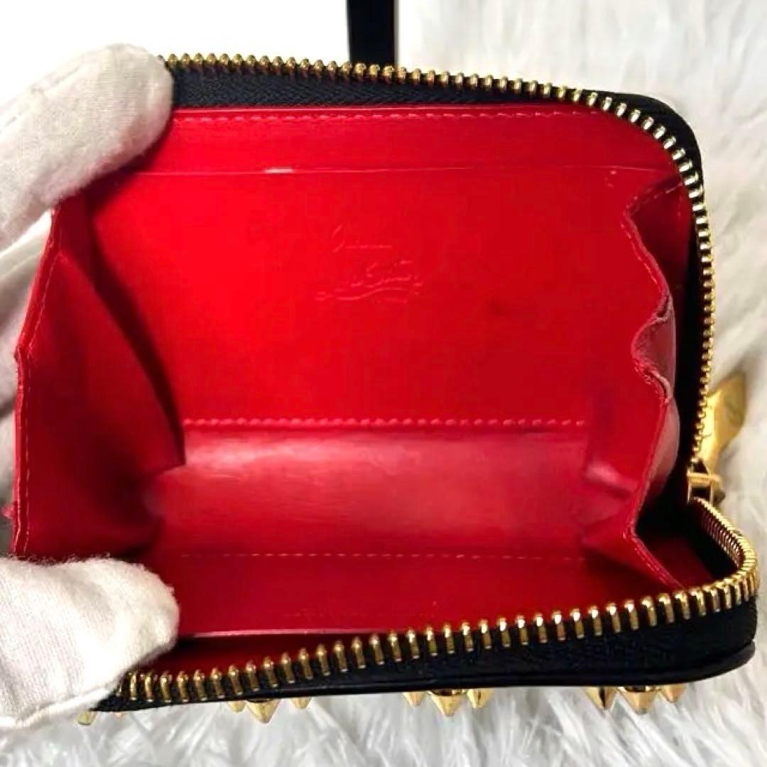 ✨️美品✨ ルブタン パネトーネ スタッズ 財布 コンパクト 黒 × 赤