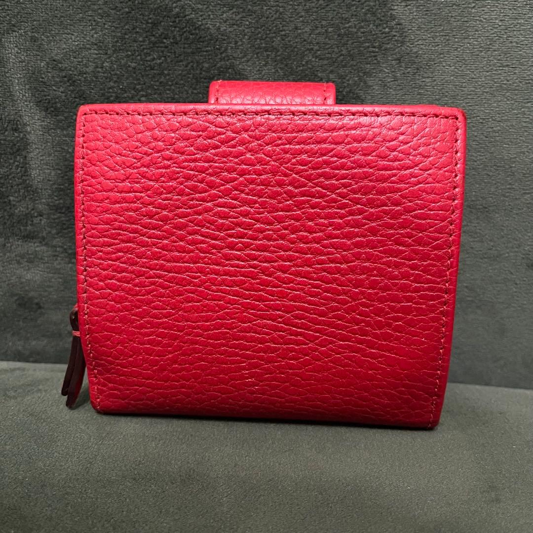 【美品！】GUCCI ミニ財布　マーモント　エンボスロゴ　二つ折り　GG レッド