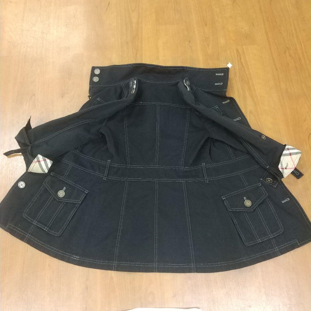 LCBURBERRY 黒いデニムミリタリージャケット ノバチェック