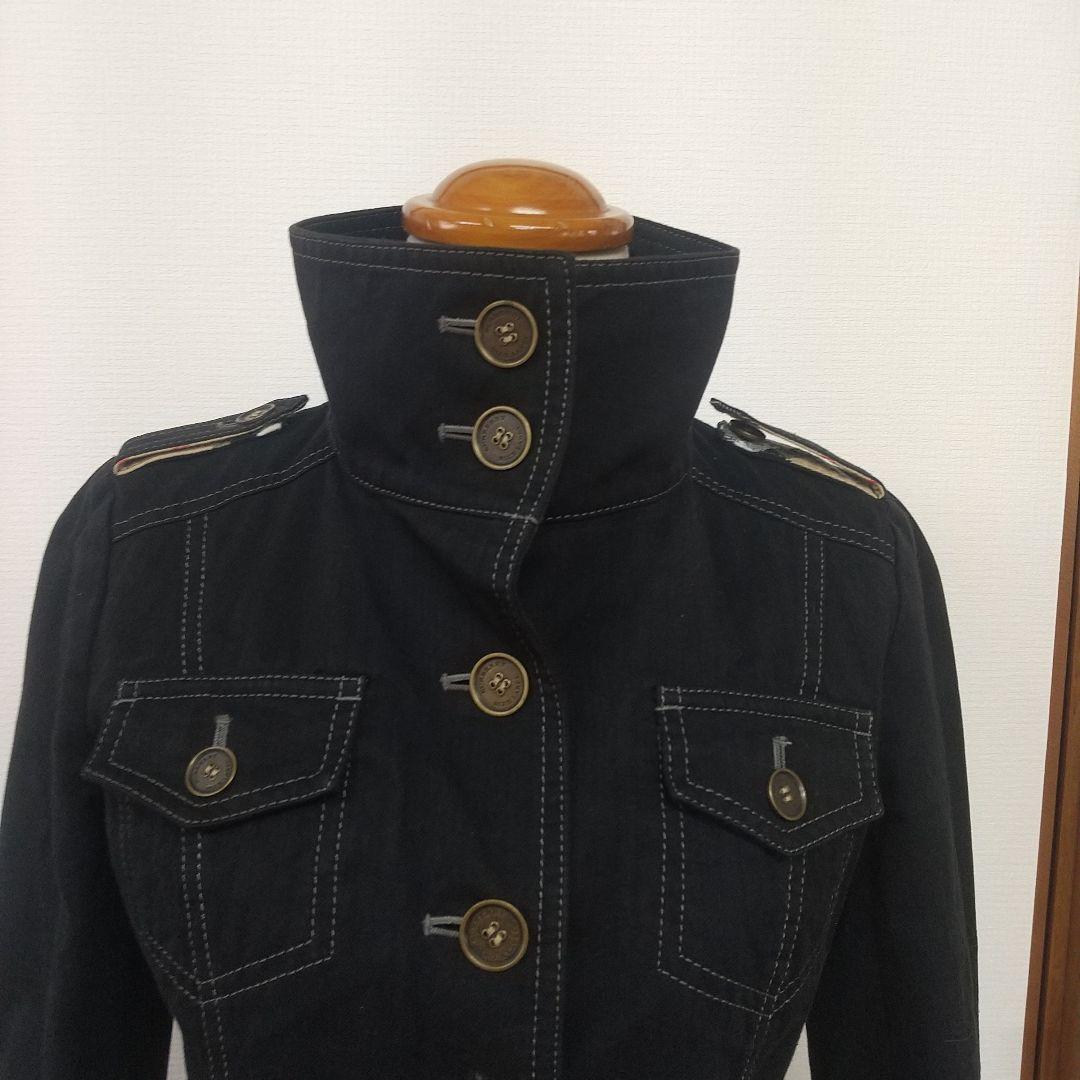 LCBURBERRY 黒いデニムミリタリージャケット ノバチェック