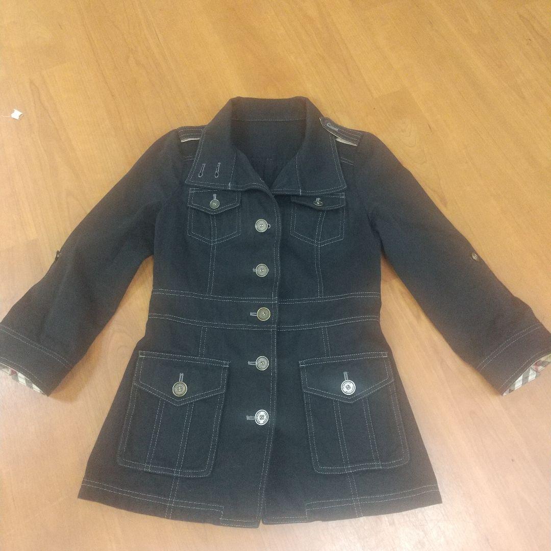 LCBURBERRY 黒いデニムミリタリージャケット ノバチェック