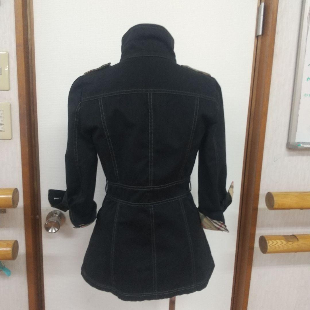 LCBURBERRY 黒いデニムミリタリージャケット ノバチェック