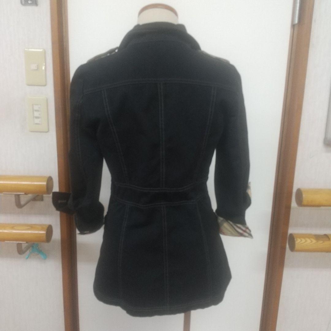 LCBURBERRY 黒いデニムミリタリージャケット ノバチェック