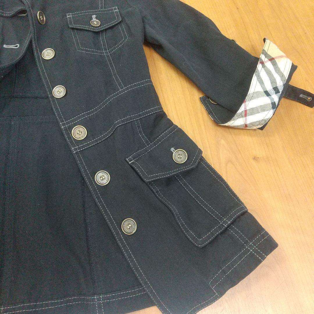 LCBURBERRY 黒いデニムミリタリージャケット ノバチェック
