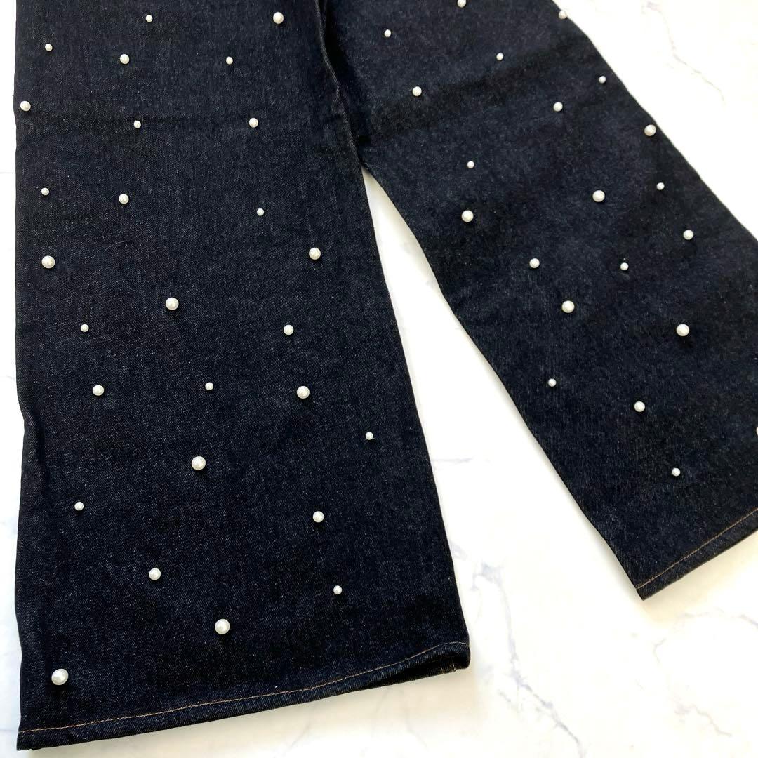 定価4.4万✨新品　パメオポーズ　パール　ワイド　デニムパンツ　ブラック　S