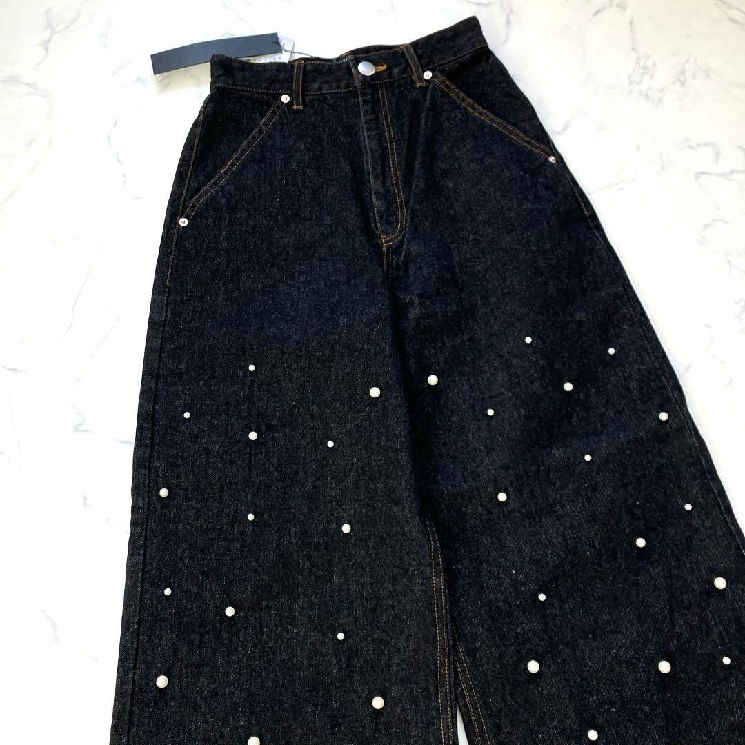 定価4.4万✨新品　パメオポーズ　パール　ワイド　デニムパンツ　ブラック　S