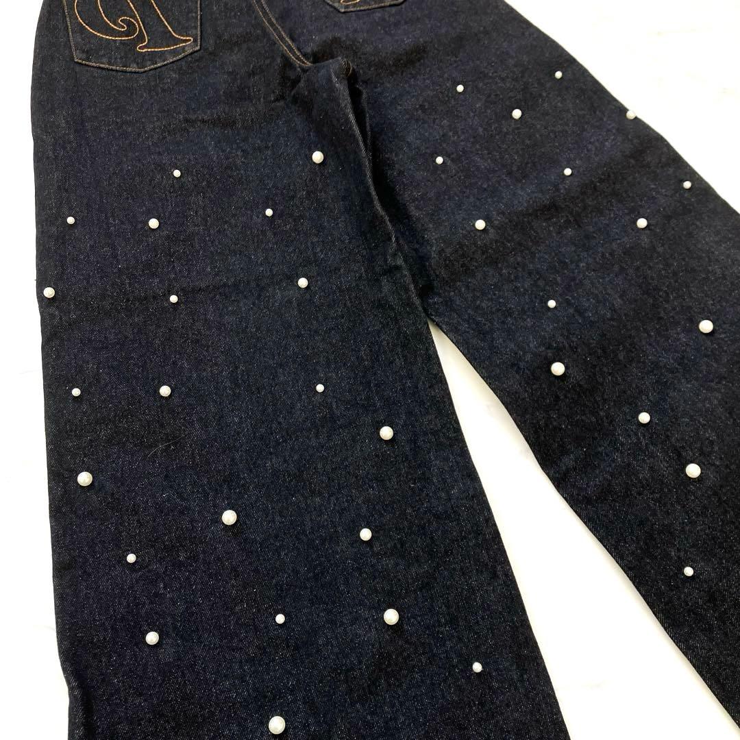 定価4.4万✨新品　パメオポーズ　パール　ワイド　デニムパンツ　ブラック　S