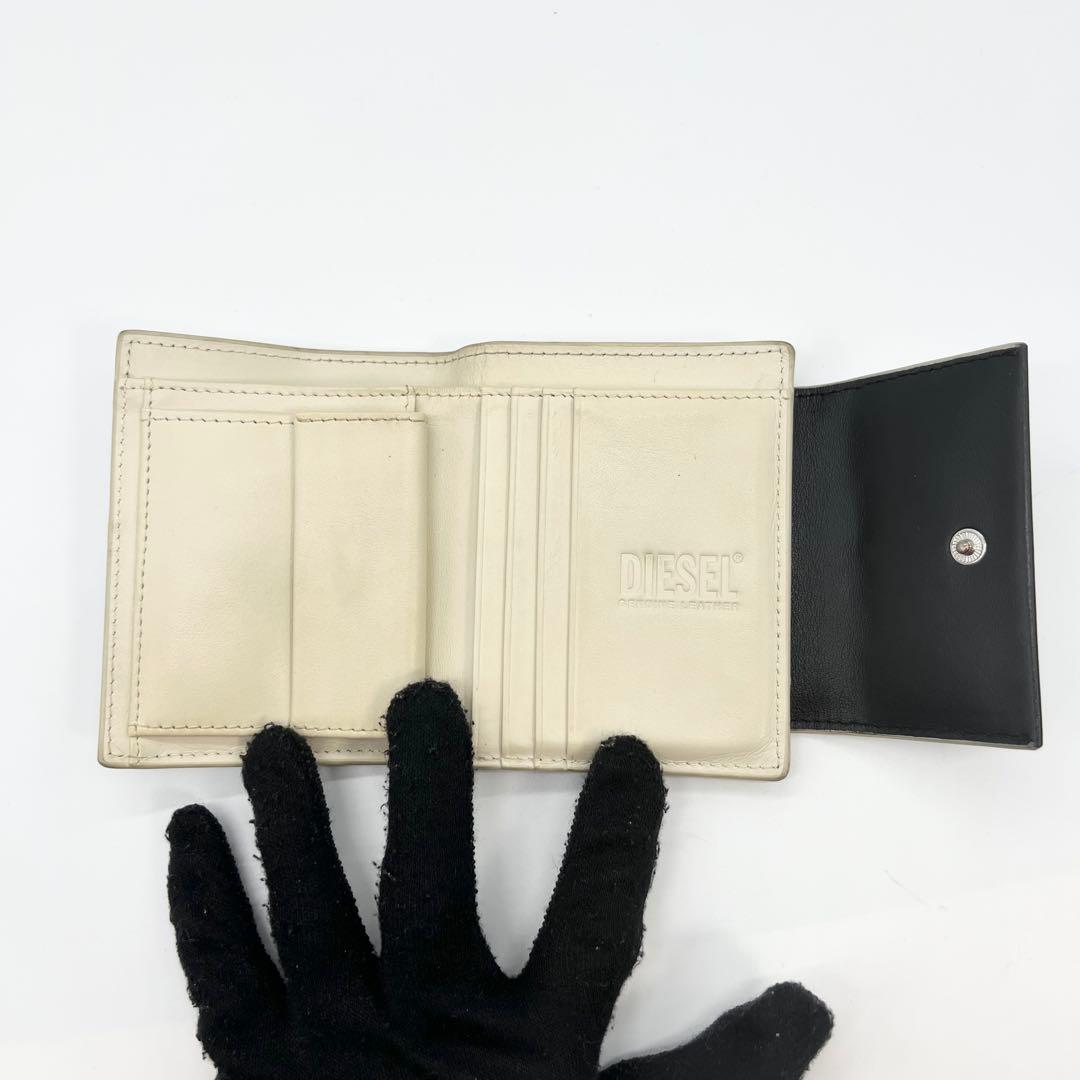 良品✨DIESEL　二つ折り財布　オーバルDロゴ　レザー　ブラック　正規品