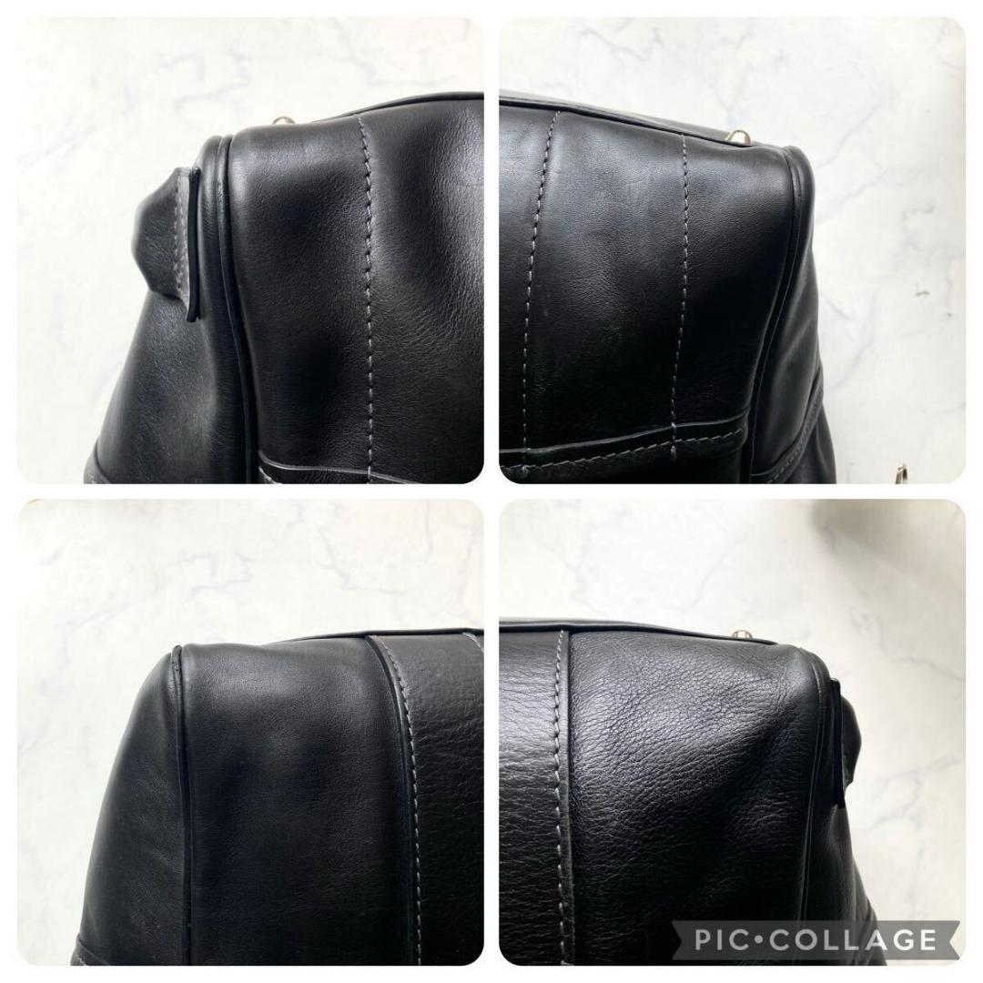 美品 フェラガモ ボストンバッグ レザー 本革 黒 ブラック メンズ