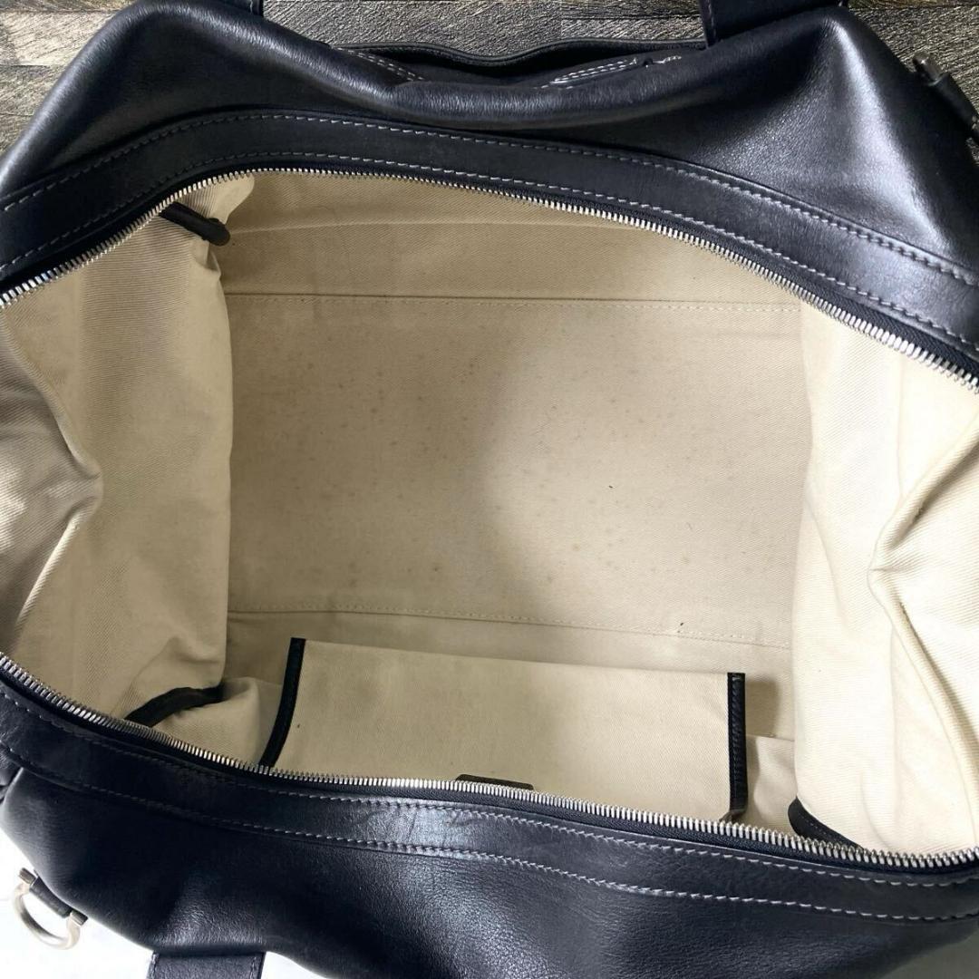 美品 フェラガモ ボストンバッグ レザー 本革 黒 ブラック メンズ