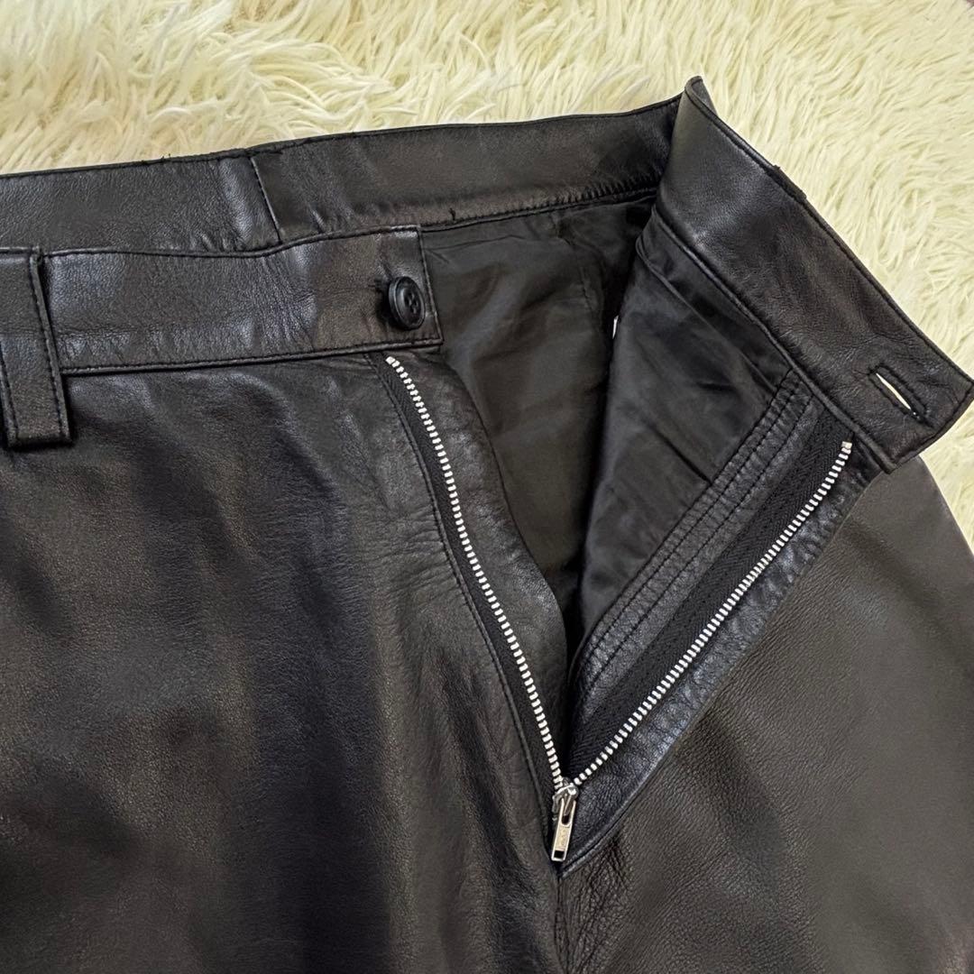 【barassi】バラシ高級 羊革 リアルレザーパンツ ブラック 黒W85