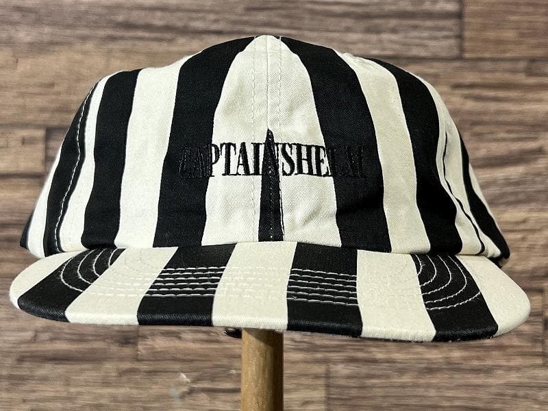 24ss キャプテンズヘルム 太ボーダー ストライプ ビーチ キャップ 白黒 F