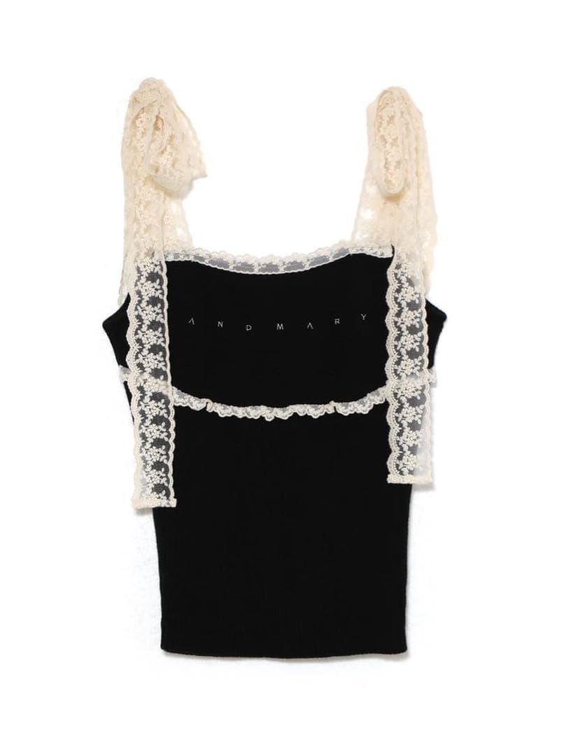 【本日発送】andmary Lil lace knit tops black