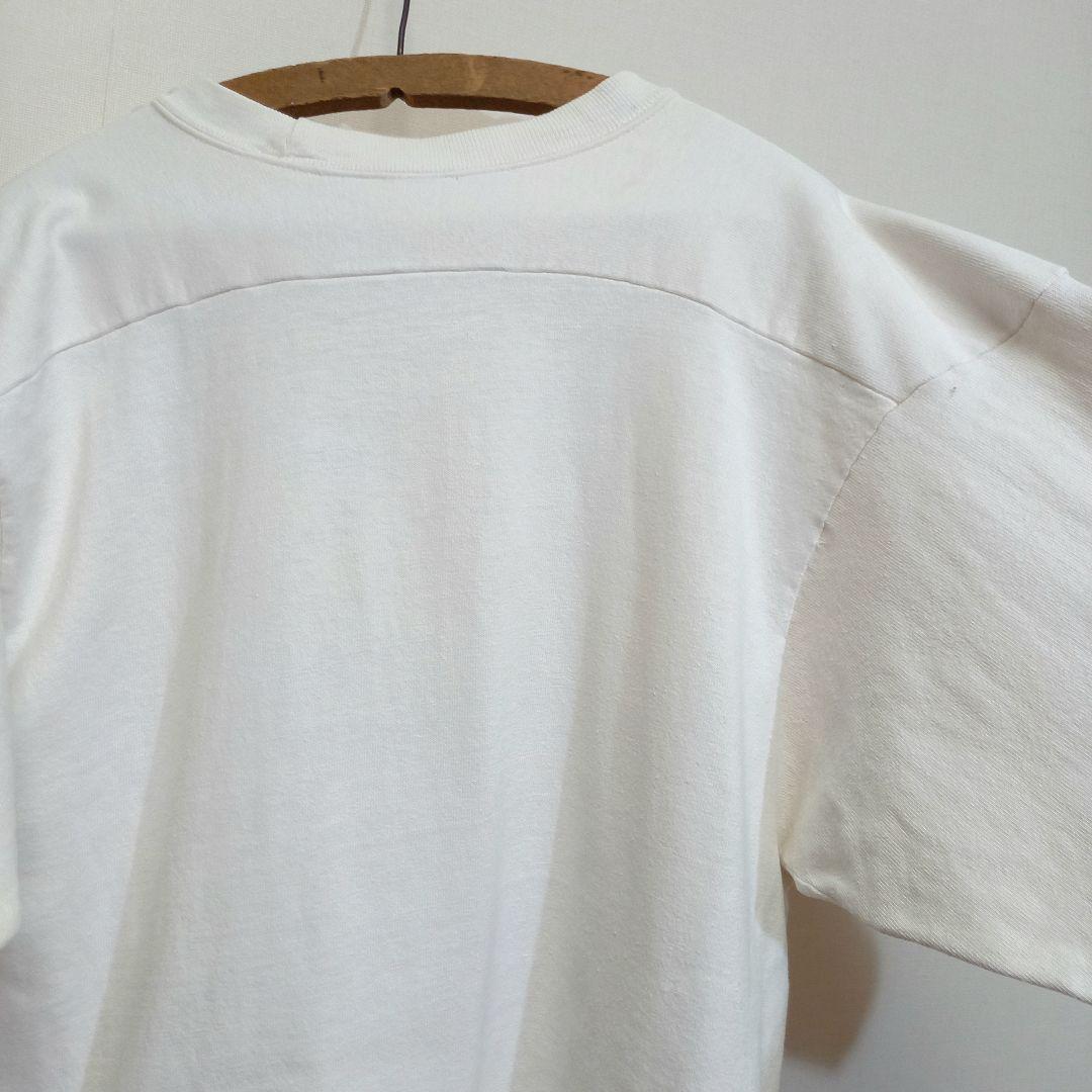 60s ビンテージ 綿100% 無地 8分丈 フットボール Tシャツ 50s