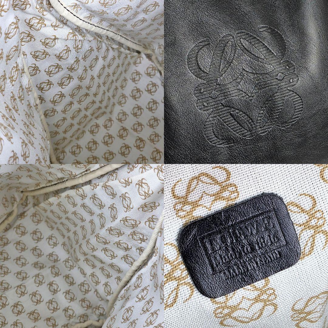 美品 ロエベ LOEWE アナグラム レザー ボストンバッグ ブラック